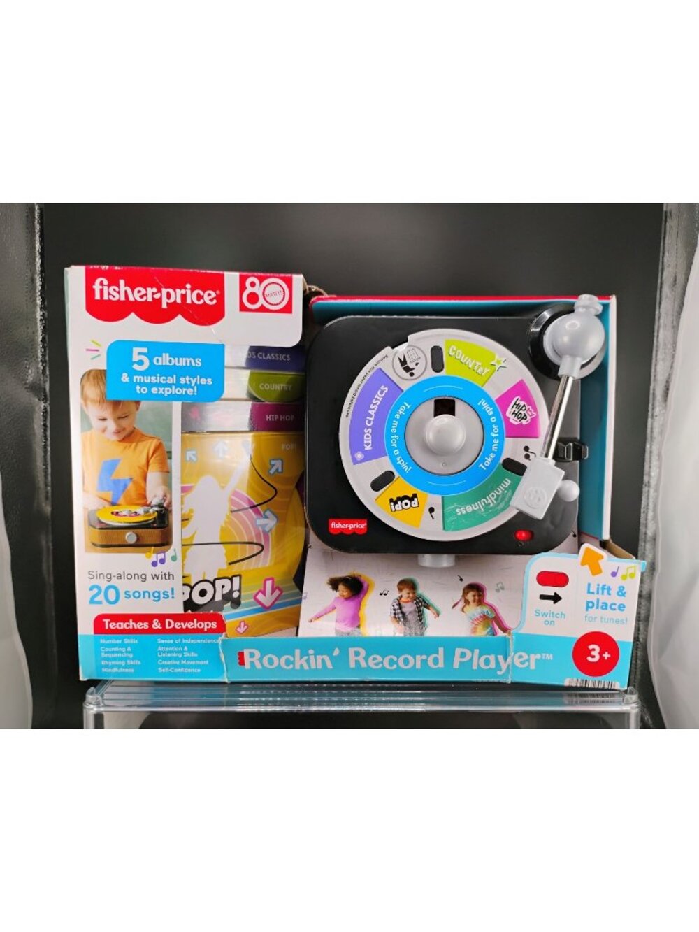 Fisher-Price Rockin Record Player Musical Toy for Kids 3+ w/ 20 Songs